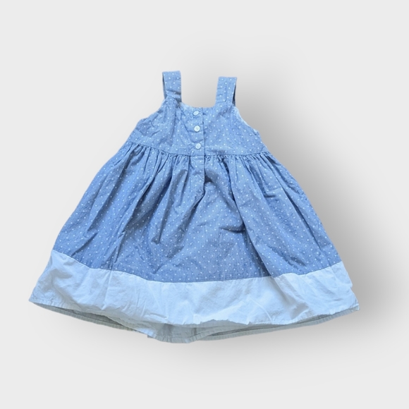 Gymboree 18-24 Months Toddler Girl Blue Polka Dot Dress with Bow and Lining - Picture 3 of 5